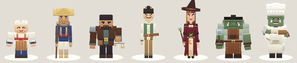 리소스팩으로 보이는 NPC 일곱의 3D 모델