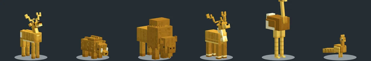 같은 여섯 사냥감의 황금 개체 3D 모델